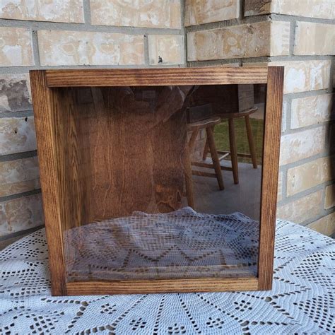 wooden shadow boxes with glass